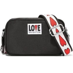 Brighton Love Essentials Black Crossbody Bag with Red Heart Strap
